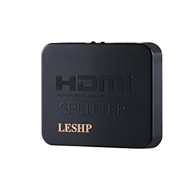 HDMI Splitter LESHP 4K HDMI Splitter 1x2 (1 In 2 Out) Full HD 1080p Video HDMI Amplifier Switch Switcher for HDTV DVD PS3 Xbox Black