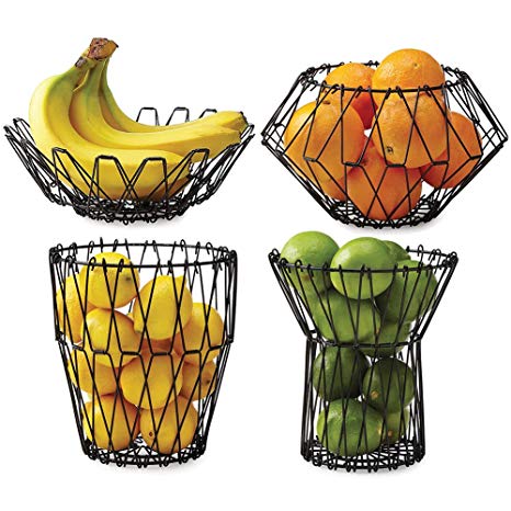 Innova Versatile Folding Stainless-Steel Wire Basket - Holds Fruits, Toiletries Etc