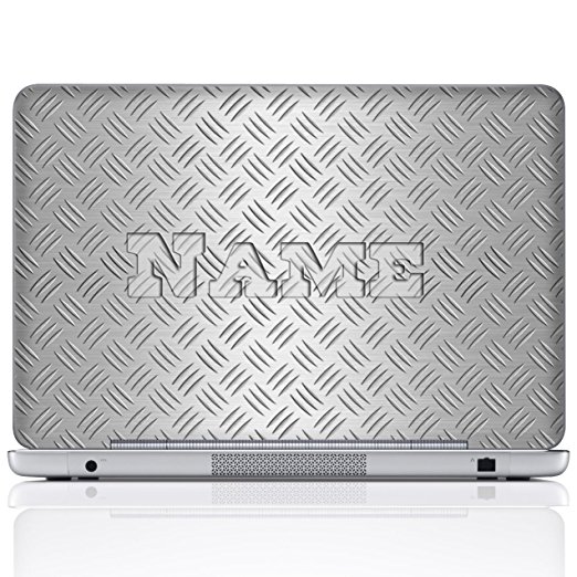 Meffort Inc® Personalized Laptop Notebook Skin Sticker Cover Art Decal, Customize Your Name (14 Inch, Silver Metal)