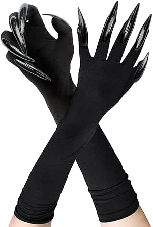 OLYPHAN Cat Claw Gloves Black Costume Accessories for Women - Long Nail/Claw Naughty Animal Glove for Halloween Accessory Carnival Mardi Gras Kit Cosplay