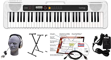 Casio CT-S200WE 61-Key Premium Keyboard Package with Headphones, Stand, Power Supply, 6-Foot USB Cable and eMedia Instructional Software, White (CAS CTS200WE EPA)