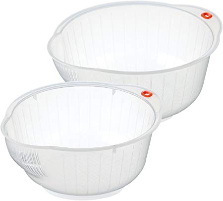 Inomata BUN00620 Japanese Rice Washing Bowls, Set of 2, 2-Quart and 2.5 Quart