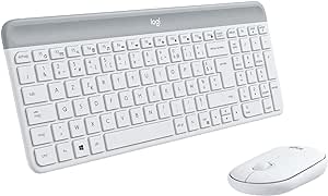 Logitech MK470 Combo Clavier et Souris sans Fil pour Windows, 2,4 GHz avec Récepteur USB Unifying, Ultra-Fin, Discret, Batterie Longue Durée, Souris Optique, Clavier AZERTY Français - Blanc