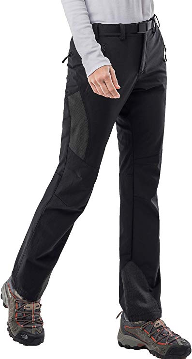 MIER Women's Stretch Tactical Pants Water Resistant Hiking Pants Durable Nylon Pants for Work Travel Outdoor, Black