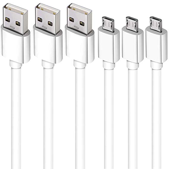 ［3-Pack] 10FT Long Android Charger Cable Fast, USB to Micro USB Cable Quick Charging Wire, Phone Charger Cable Micro B to A-Male Charging Cord for Samsung Galaxy S7,Edge,LG,Kindle Fire,Echo Dot White