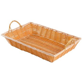 Winco PWBN-16B 16-Inch by 11-Inch by 3-Inch Rectangular Woven Basket with Handles