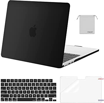 MOSISO Compatible with MacBook Air 13.6 inch Case 2022 Release A2681 M2 Chip with Liquid Retina Display Touch ID, Plastic Hard Shell Case&Keyboard Cover&Screen Protector&Storage Bag, Black