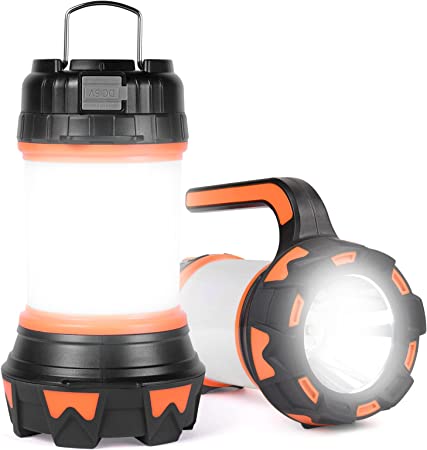 Flintronic Linterna de Cámping, Antorcha LED para iluminación Exterior, 6 Modos, 1000LM Resistente al Agua, Recargables 3600mAh Banco de energía, Perfecta para Senderismo, Pesca, Emergencia