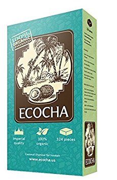 Ecocha Coconut Hookah Charcoal - 100% Organic Coco Coal - 324 Pieces