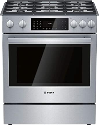 Bosch HDI8056U 30" 800 Series Dual Fuel Slide-In Range with 5 Burners 4.6 Cubic ft. Oven Genuine European Convection and Warming Drawer in Stainless Steel