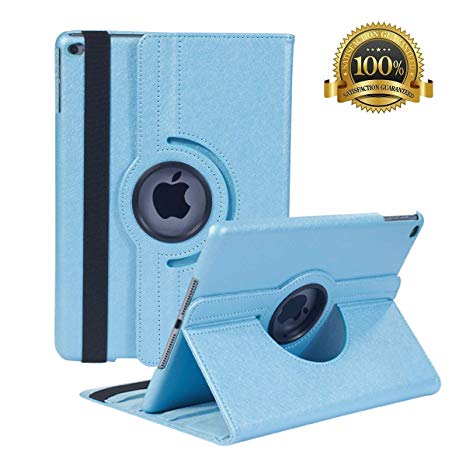 New iPad 9.7 inch 2018 2017/ iPad Air Case - 360 Degree Rotating Stand Smart Cover Case with Auto Sleep Wake for Apple iPad 9.7" (6th Gen, 5th Gen)/iPad Air(Baby Blue)