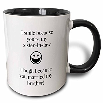 3dRose Funny saying for sister in law - Two Tone Black Mug, 11oz (mug_224164_4), 11 oz, Black/White