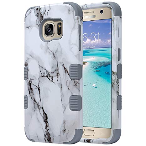 ULAK S7 Case, Galaxy S7 Case, 3 in 1 Hard PC Soft Silicone Hybrid Dust Scratch Resistance Protective Cover for Samsung Galaxy S7 (Artistic Marble Pattern) Will not Fit S7 Edge