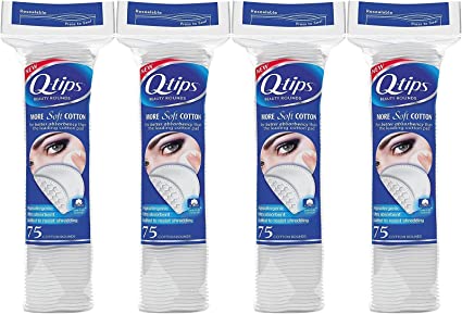 Q-tips Beauty Cotton Rounds, 75 Count (Pack of 4)