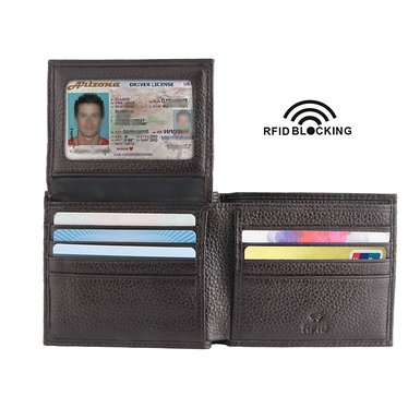 Ideawin Men Genuine Leather RFID Blocking Wallet Card Theft Protection Gift Box