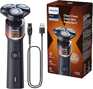 Philips 5000X Series - rasoir, rasoir électrique 100 pourcent étanche, technologie SkinProtect, tête flexible à 360°, 1 h de charge / 5 min. Charge rapide, capot de protection, orange, modèle X5012/00