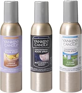 Yankee Candle Popular Fragrances 3-Pack Concentrated Room Sprays (Clean Cotton, Lemon Lavender, MidSummer's Night)