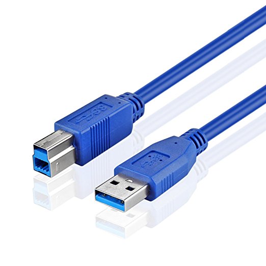 TNP USB 3.0 Cable A-Male to B-Male Type A to B Male SuperSpeed USB Adapter Connector Bi-Directional Extender Cord Wire Plug for Printer, Scanner, DAC, PC, Laptop, Mac (15FT, Blue)