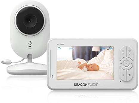 Baby Monitor, Dragon Touch 4.3 Inch Video Baby Monitor with Camera, Infrared Night Version, Support Multi Cameras, Temperature Monitoring, Lullaby, Two-Way Audio and VOX Auto Baby Camera- DT40