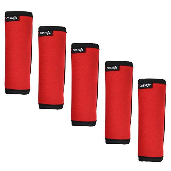 Cosmos ® 5 Pieces Red Color Comfort Neoprene Handle Wraps/Grip/Identifier for Travel Bag Luggage Suitcase