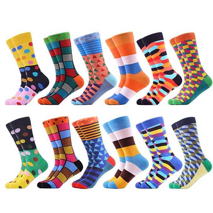 WeciBor Men's Dress Cool Colorful Fancy Novelty Funny Casual Combed Cotton Crew Socks Pack