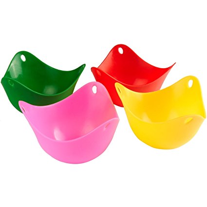 Cojoy Silicone Egg Poachers Egg Cookware Cups Silicone Poach Pods Built with Colorful Silicone Heat-resistant Foodgrade Material Set of 4