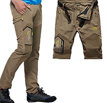 Amoystyle Men's Waterproof Convertible Hiking Pants with Belt