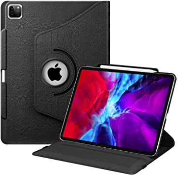 Fintie Rotating Case for iPad Pro 12.9 4th Generation 2020 & 3rd Gen 2018-360 Degree Rotating Smart Stand Cover w/Pencil Holder, Auto Sleep/Wake, Supports 2nd Gen Pencil Charging, Black