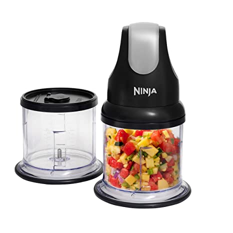 Ninja Professional Stackable Chopper for Fruits and Vegetable with 2 Tritan Jars & 2 Lids - 500 ml, Black