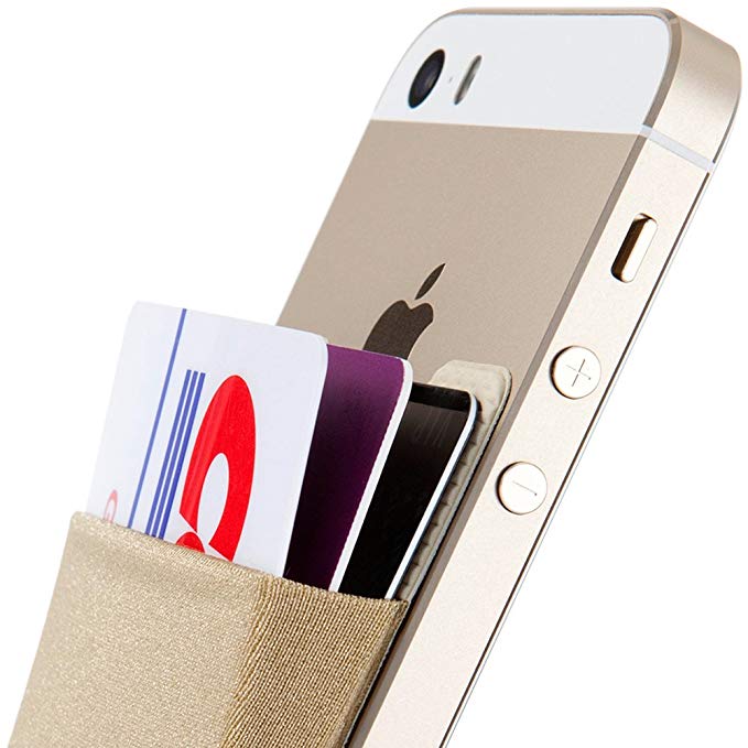 Card Holder, Sinjimoru Ultra-slim Adhesive Wallet iPhone credit card holder, iPhone case with a card holder, Credit Card Wallet, Card Case and Money Clip. For Android, Sinji Pouch Basic 2, Beige