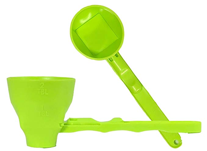 Measuring scoop   funnel No spill preparation of protein powder, workout & sports drinks, baby formula & kcup refill Mess & Spill free - save money and keep counters clean (Set of 1 & 2 Tablespoon)