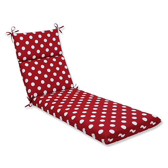 MISC 72" Lounge Cushion Red White Polka Dot Outdoor 6ft Patio Chaise Pad for Lounger Polkadot Long Oversized Rectangle Shaped All Weather, Polyester