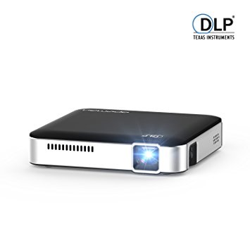 APEMAN Mini Pocket LED DLP Projector HD Built-in Battery Rechargeable HDMI MHL Input Dual Built-in Stereo Speakers LED Life up to 25000 Hours (Black)