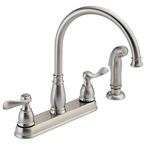 Delta Foundations 21996LF-SS Two Handle Kitchen Faucet with spray, Stainless