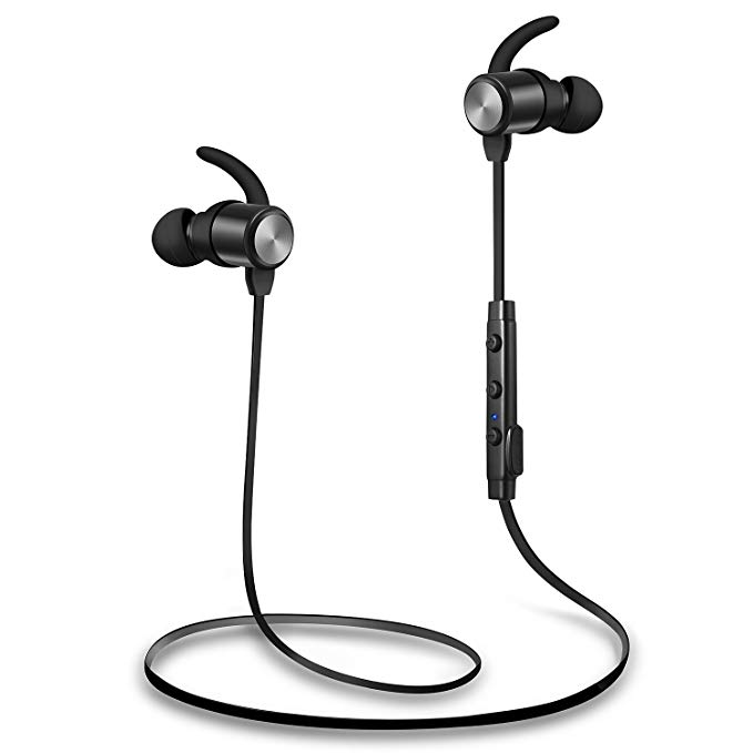 Bluetooth Headphones, Wireless Headphones, TOTU Sweatproof High Fidelity Stereo Bluetooth Earbuds Lightweight and Noise Canceling Wireless Earbuds Fit for Workout with Built-in Magnet