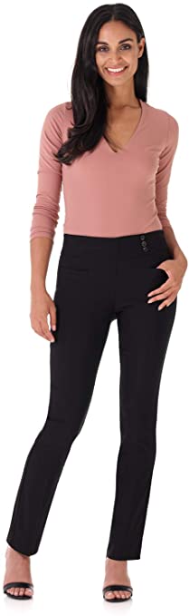 Rekucci Women's Ease Into Comfort Everyday Chic Straight Pant w/Tummy Control