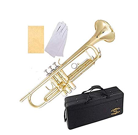 Glory Brass Bb Trumpet with Pro Case  Care Kit, Gold, No NEED TUNING,Play directlly. More COLORS Available ! CLICK on LISTING to SEE All Colors