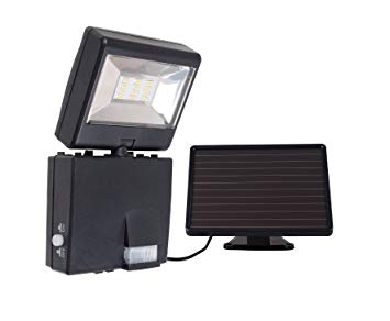 Link2Home EM-2714B 480 Lumen LED Solar Security Adjustable Single Head Sensor Floodlight with Photocell Technology in Black