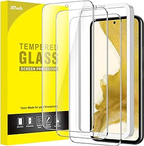 JETech Screen Protector for Samsung Galaxy S22 5G 6.1-Inch, Tempered Glass Film with Easy Installation Tool, Fingerprint ID Compatible, HD Clear, 3-Pack