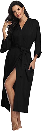 Super Shopping-zone Women's Long Robes Cotton Kimonos Full Length Robes Soft Sleepwear Nightgown