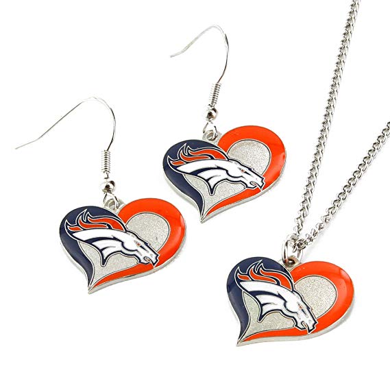 NFL Swirl Heart Earrings & Pendant Set