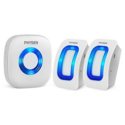 PHYSEN Wireless Home Security Driveway Alarm,Motion Sensor Detect Alert Store Door Entry Chime with 2 Motion Sensors and 1 Receiver,400ft Range,52 Chimes,4 Volume Levels,Build in LED Indicators