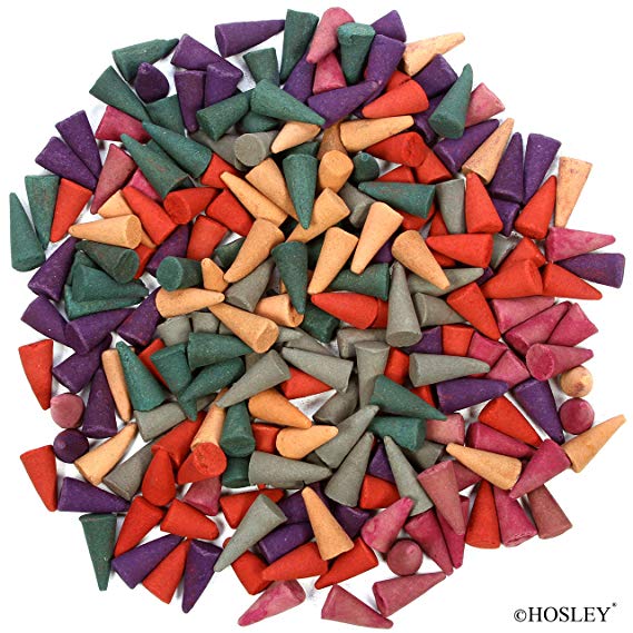 Hosley 90 Pack Assorted Incense Cones. 30 Cones of Each Like Dragons Blood Full Moon and 1 Additional Random Grab Bag Fragrance. Ideal for Spa Meditation Aromatherapy.
