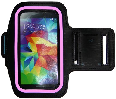 Running & Exercise Armband for Samsung Galaxy S6 S5 S4 iPhone 6 / 6S (4.7), HTC One & More with Key Holder & Reflective Band (Pink)