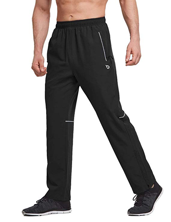 BALEAF Men's Woven Running Pants Quick Dry UPF 50  Workout Training Pants Water Repellent Zig Leg