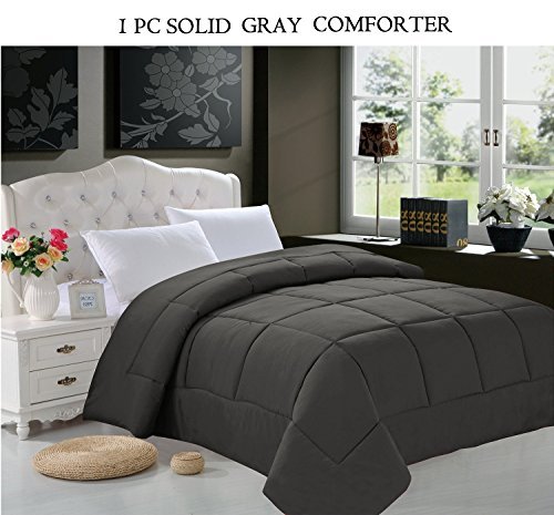 Elegant Comfort Luxury Goose Down Alternative Double-Filled Comforter, Full/Queen, Gray