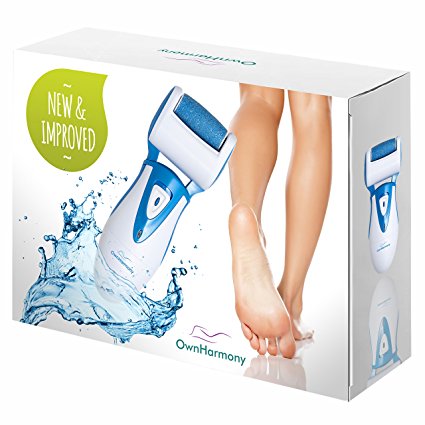 Electric Hard Skin Remover by Own Harmony - USA's Best Rated Callus Remover - Rechargeable Pedicure Tools w/ 3 Micro Diamond Rollers (Reg. & Extra Coarse) - for Velvet Smooth Foot Care - Professional Spa Pedi Feet File (UK Plug)