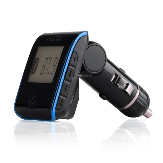 ZhiZhu LCD 35mm Audio Wireless Bluetooth FM Transmitter with Car Charger for iPhone 5 5S 5C 4S 4 iPod Touch iPad 2 3 4 ipad mini Samsung Galaxy S5 S4 S3 S2 Note 2 3 MP34 Player Samsung HTC Smartphones Cell Phones Blue