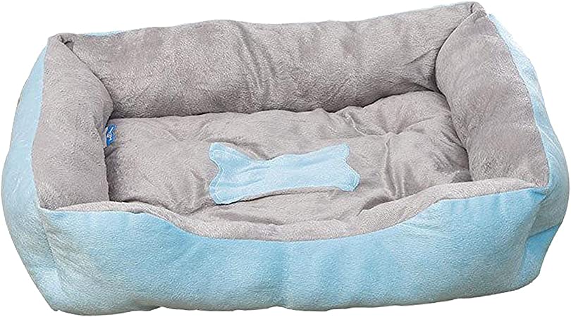 homozy cat and Dog Beds, Rectangle Washable Pet Bed with Breathable Cotton for Cats, Sleeping Bed Cushion Mat Blanket, Blue 43x30CM