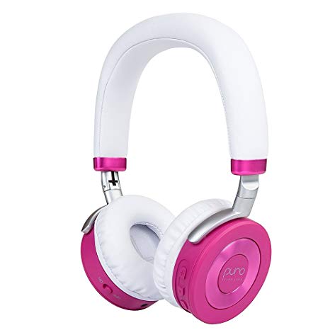 PuroSound Labs Juniorjams On-Ear Headphones Wireless Foldable Kids Earphones with Bluetooth, Volume Limiting, Lightweight and Noise Isolation For Smartphones/Pc/Tablet - Pink